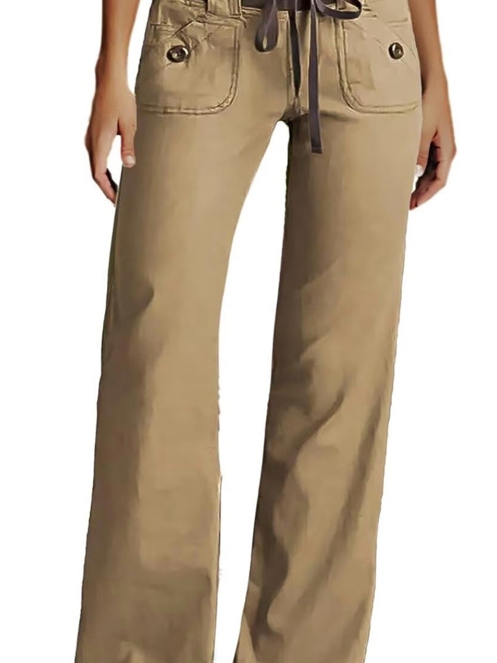 Flamingals Low Rise Cargo Wide Leg Casual Flare Pants L